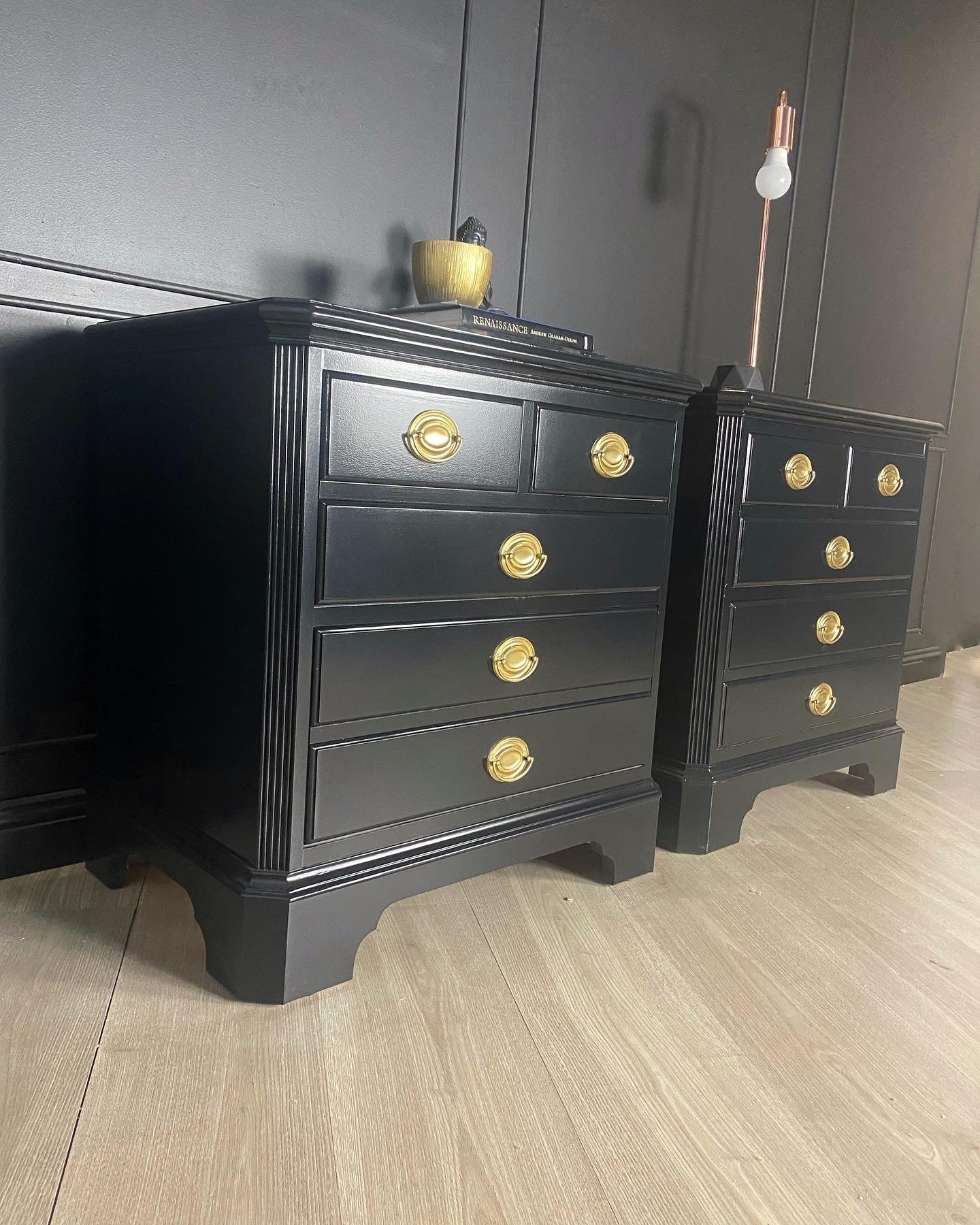 Drexel Furniture bedside tables black