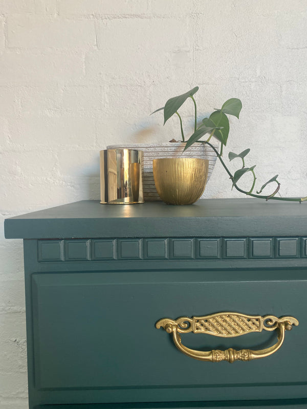 Mid-century dresser forest green, view 6
