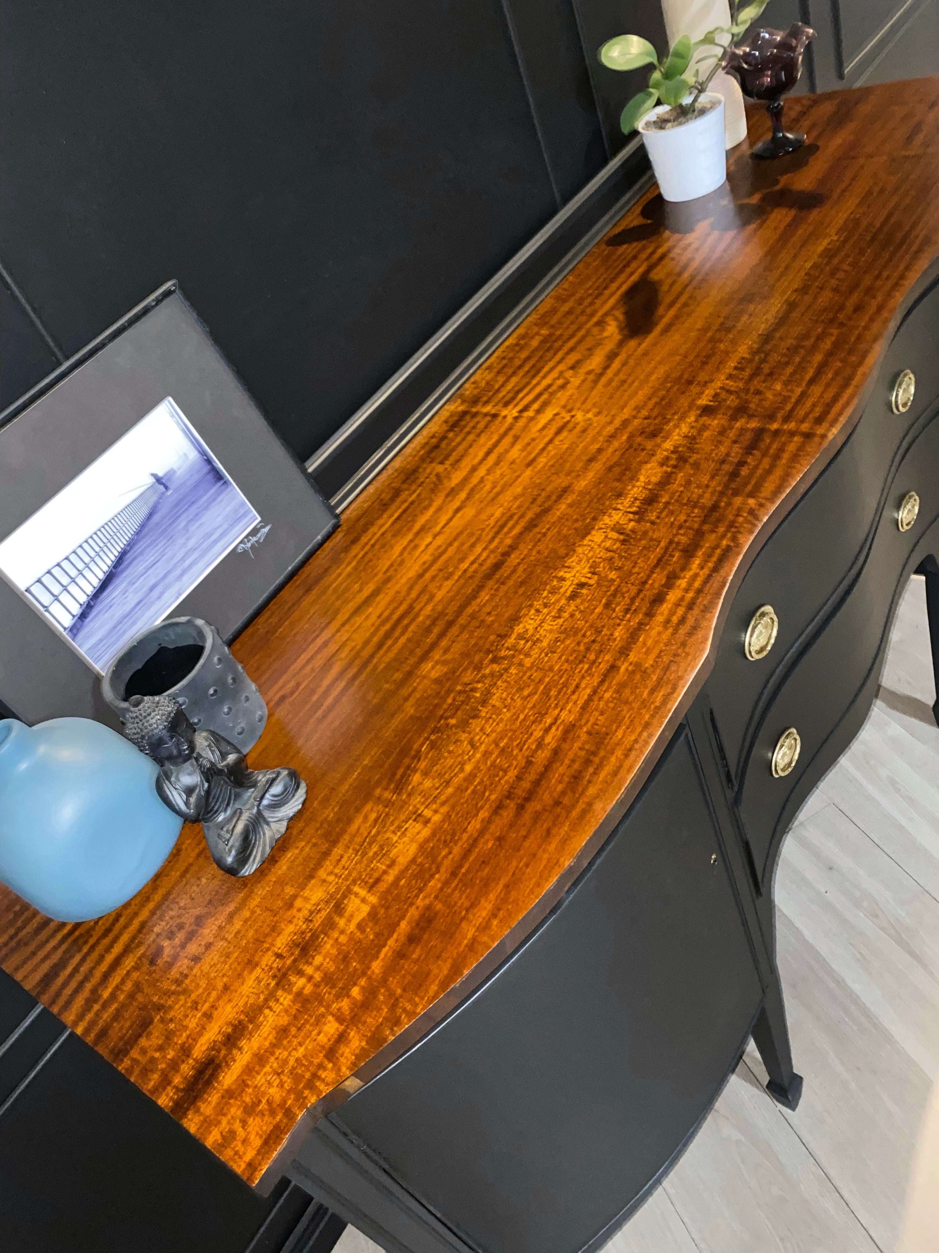Black Buffet with gorgeous wood top