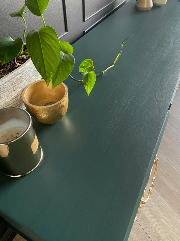 Mid-century dresser forest green, view 2