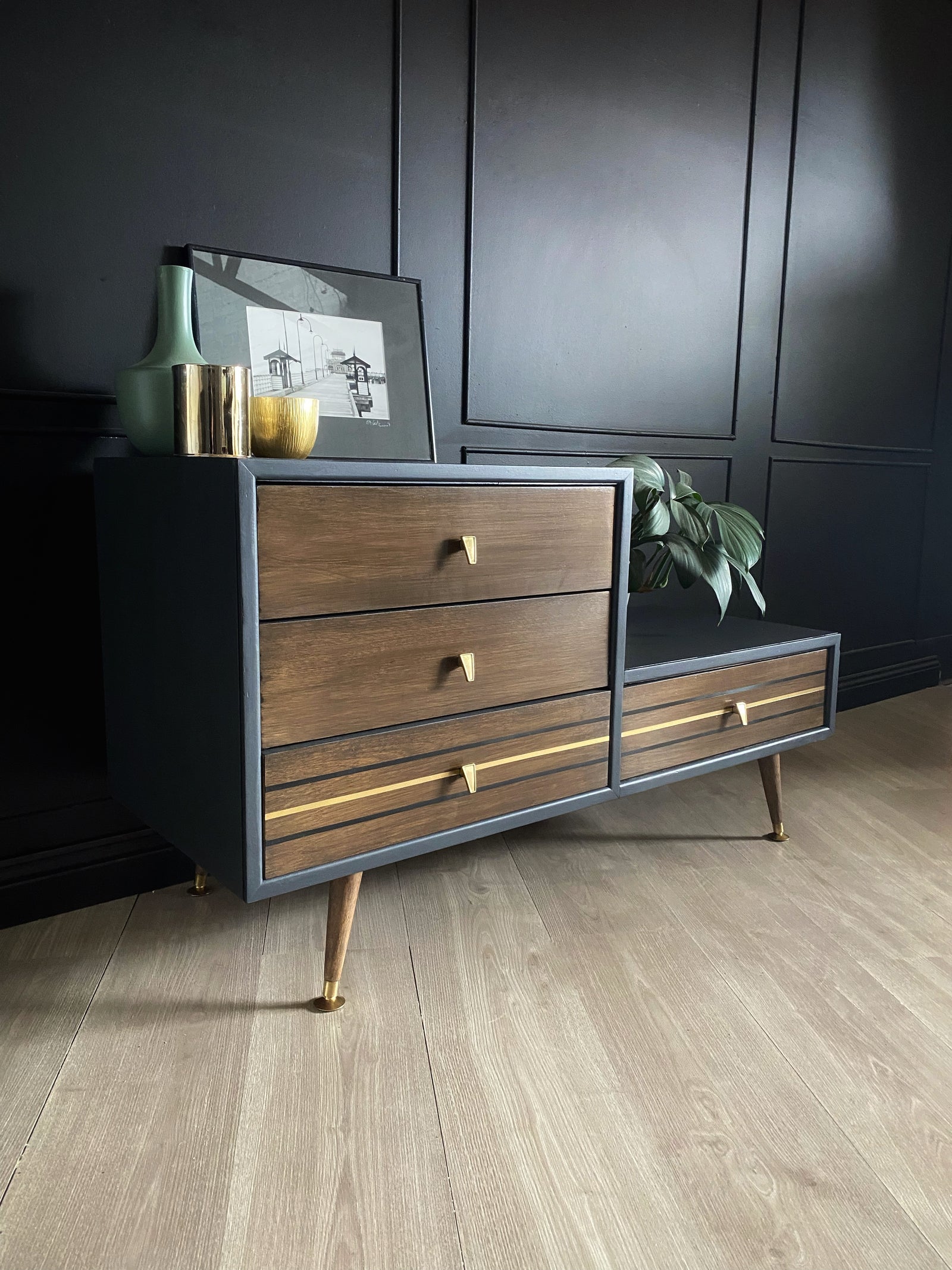 Mid-century dresser black