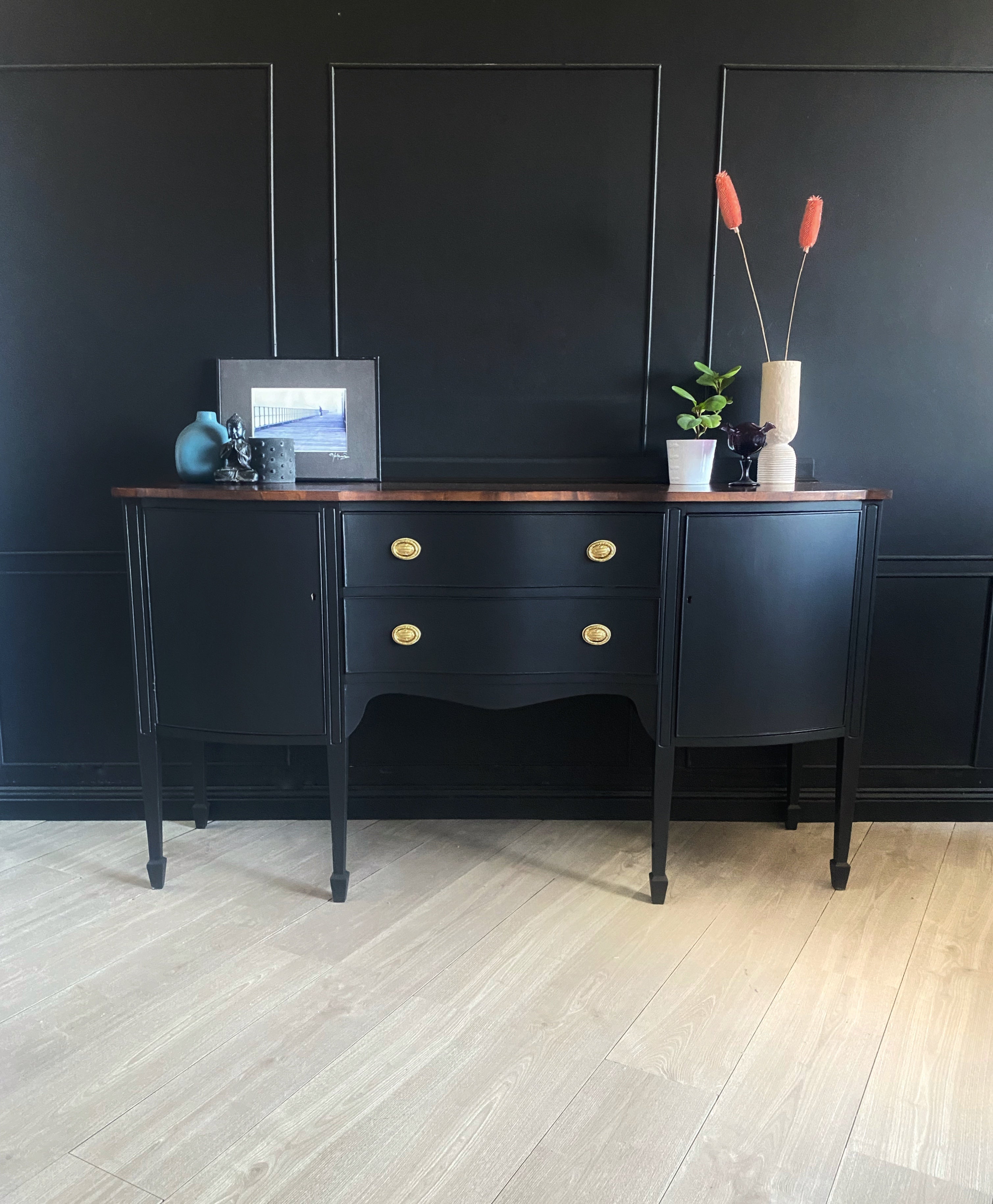 Black Buffet with gorgeous wood top