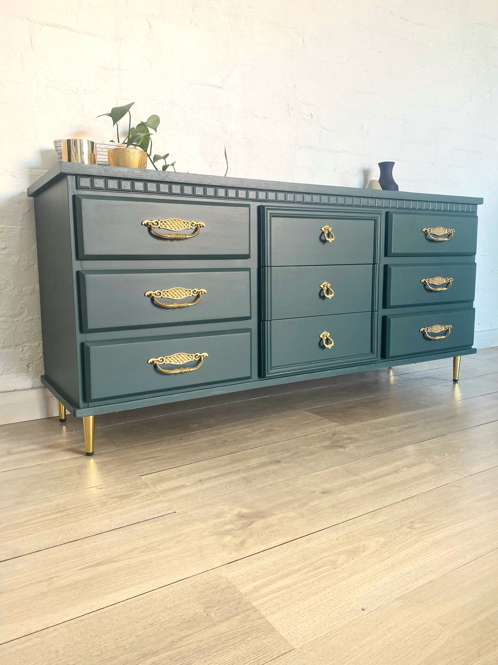 Mid-century dresser forest green