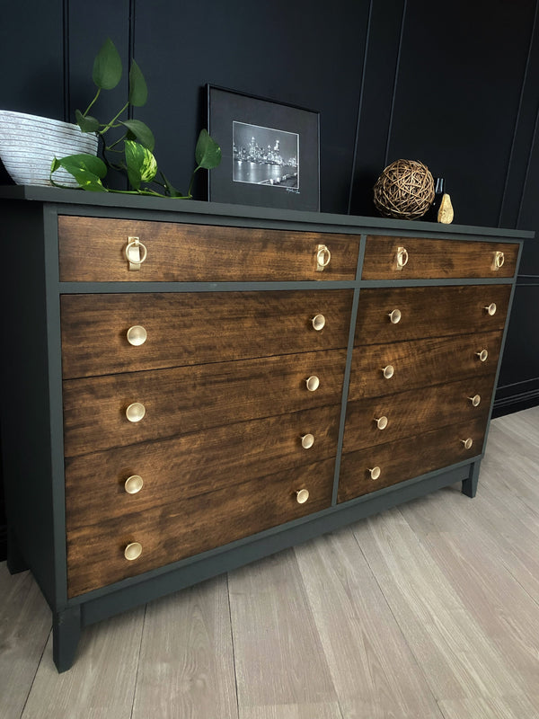 Mid-century dresser dark green, view 2