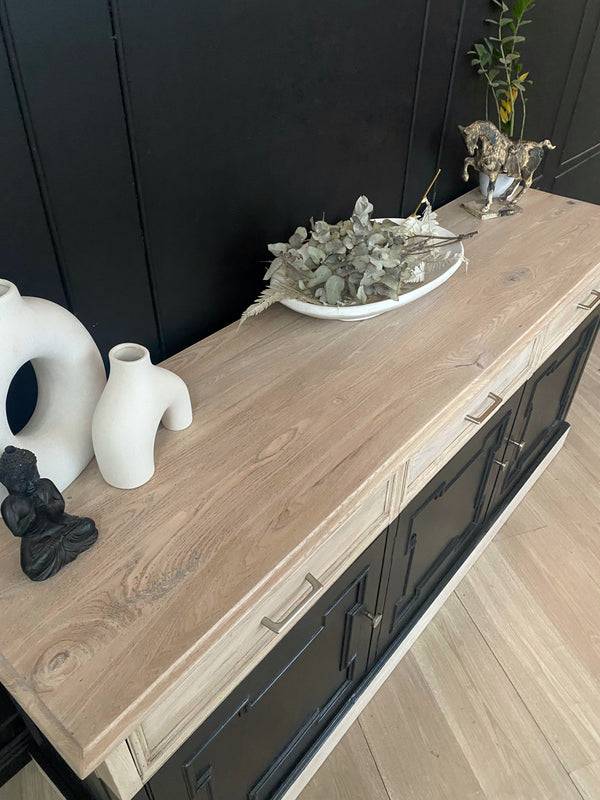 Mid-century sideboard oak dark blue, view 2